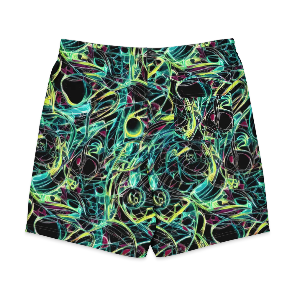 Vivid Circuitry on Men's Board Shorts — Back