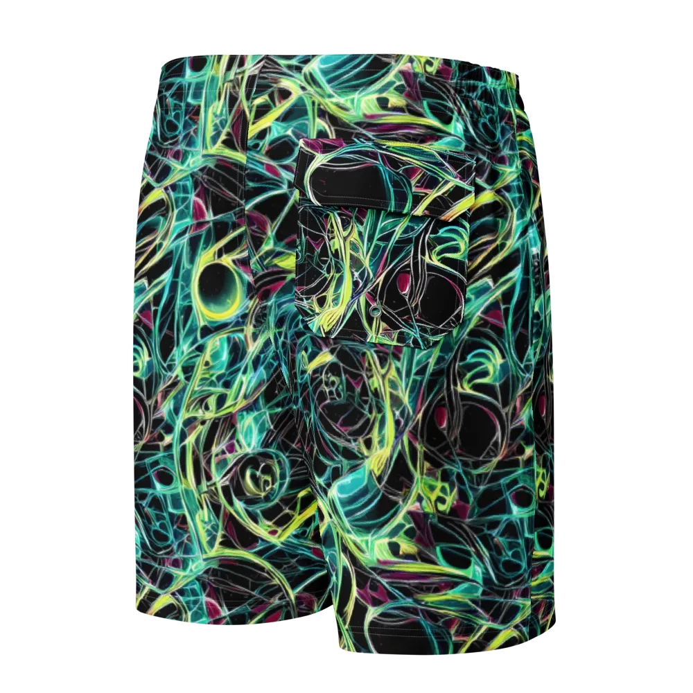 Vivid Circuitry on Men's Board Shorts — Back