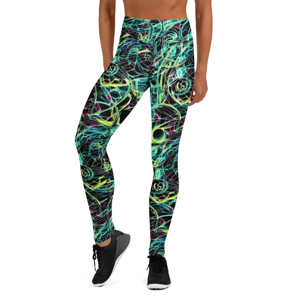 Vivid Circuitry on Yoga Leggings — Front