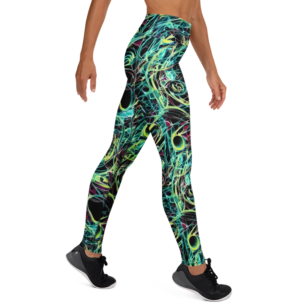 Vivid Circuitry on Yoga Leggings — Right