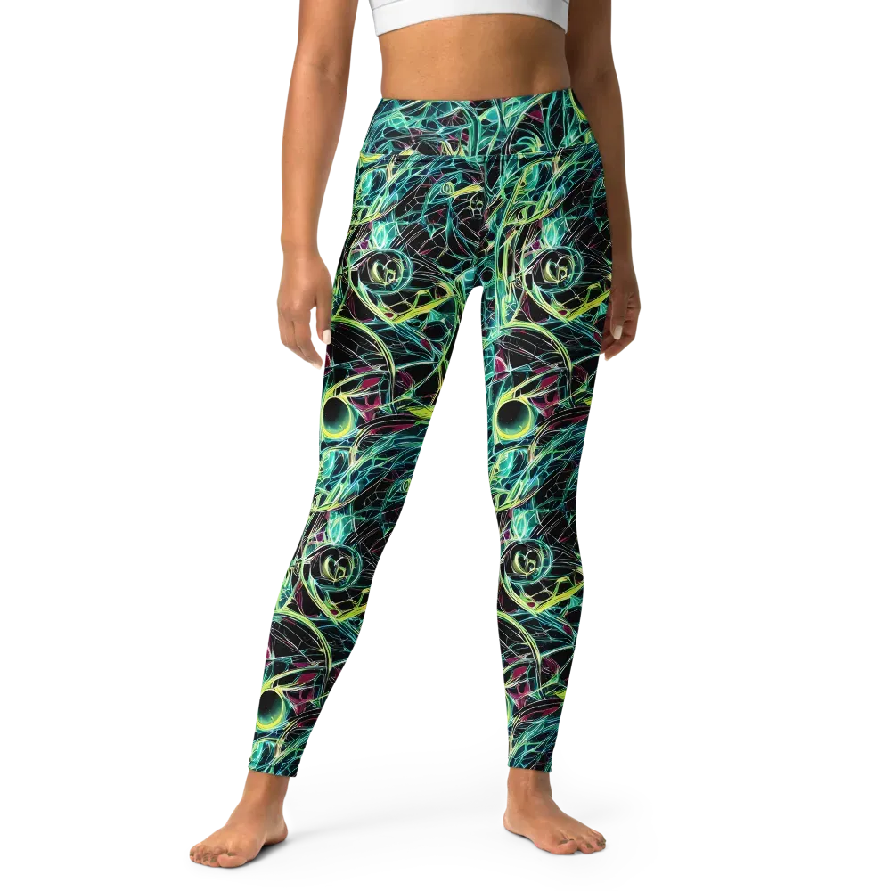 Vivid Circuitry on Yoga Leggings — Front