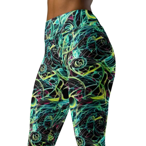 Vivid Circuitry on a Yoga Leggings