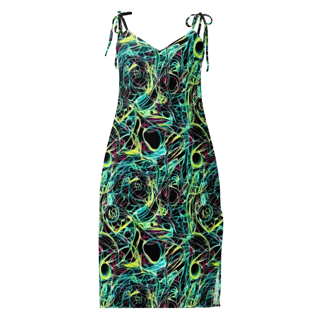 Vivid Circuitry on Slip Dress — Front