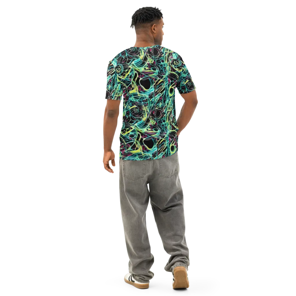 Vivid Circuitry on Men's Cotton Crew Neck T-Shirt — Back