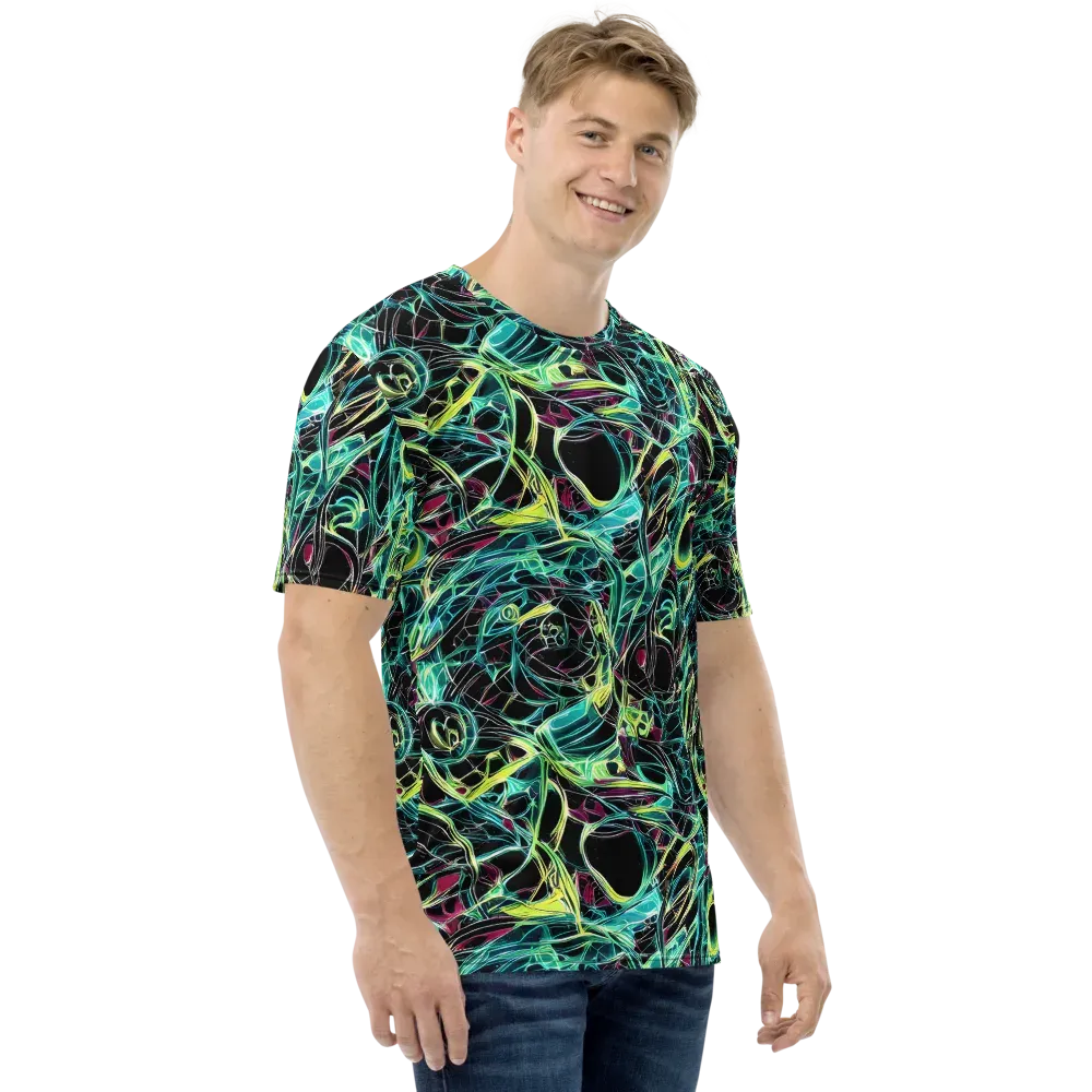 Vivid Circuitry on Men's Crew Neck T-Shirt — Right