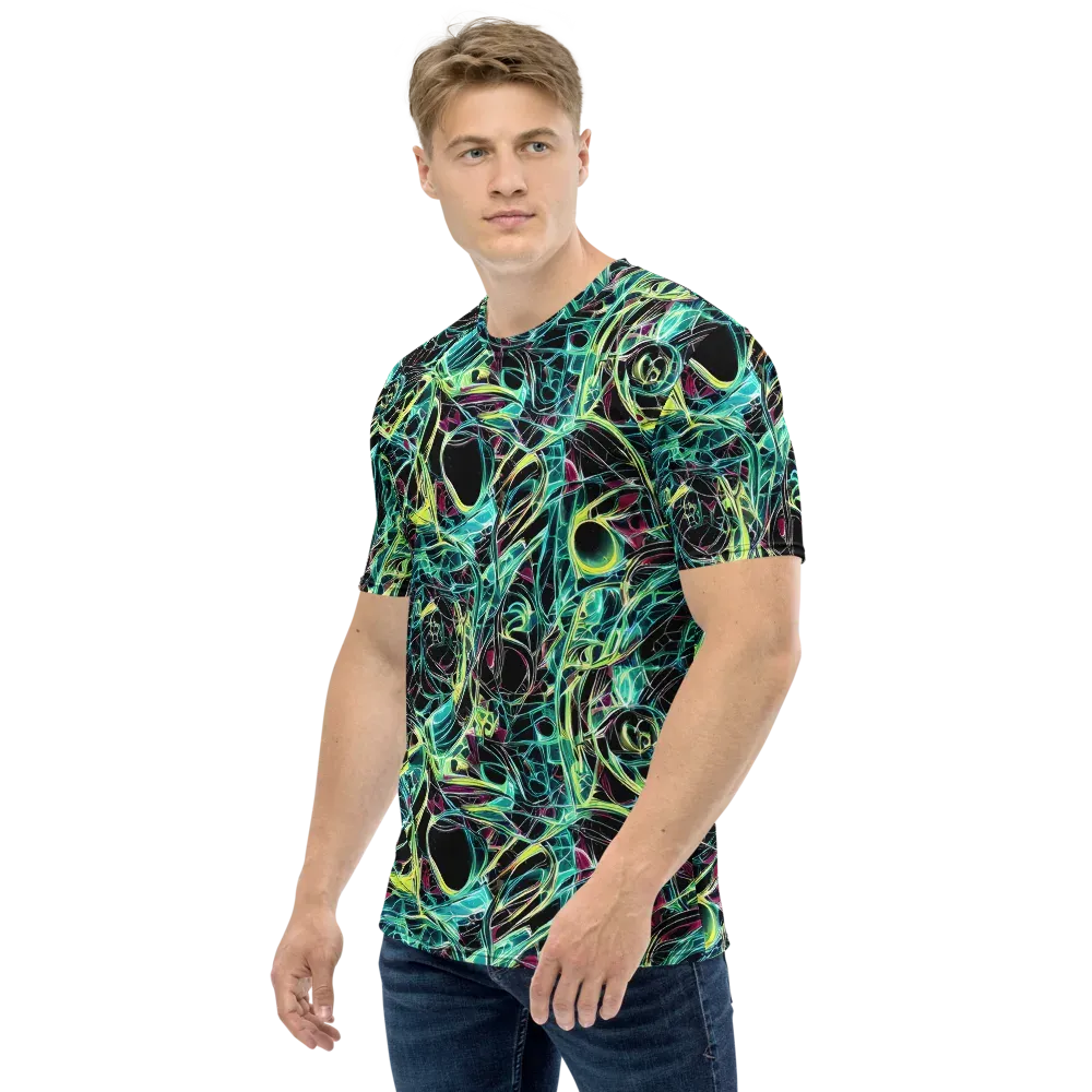 Vivid Circuitry on Men's Crew Neck T-Shirt — Left