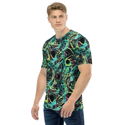 Vivid Circuitry on a Men's Crew Neck T-Shirt