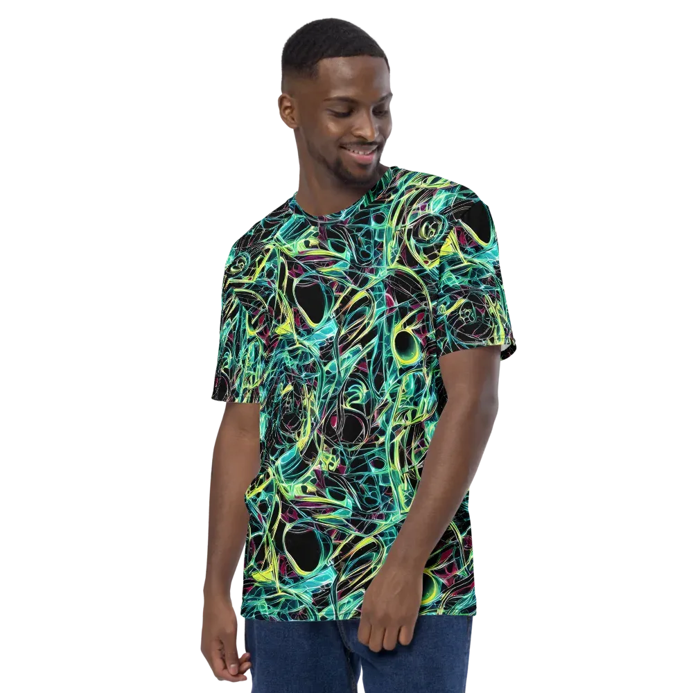 Vivid Circuitry on Men's Crew Neck T-Shirt — Left