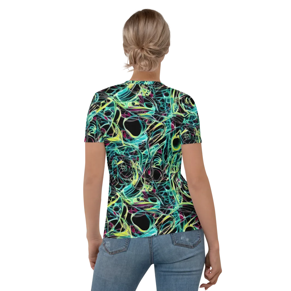 Vivid Circuitry on Women's Crew Neck T-Shirt — Back
