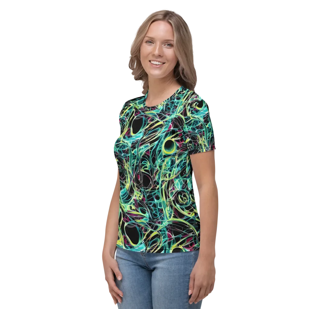 Vivid Circuitry on Women's Crew Neck T-Shirt — Left