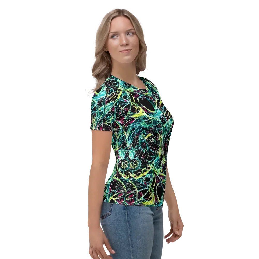 Vivid Circuitry on Women's Crew Neck T-Shirt — Right