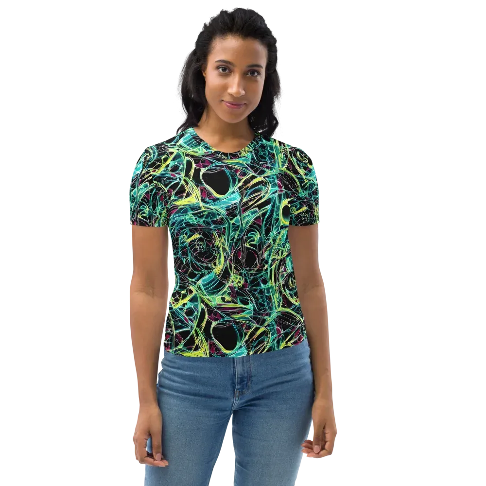 Vivid Circuitry on Women's Crew Neck T-Shirt — Front