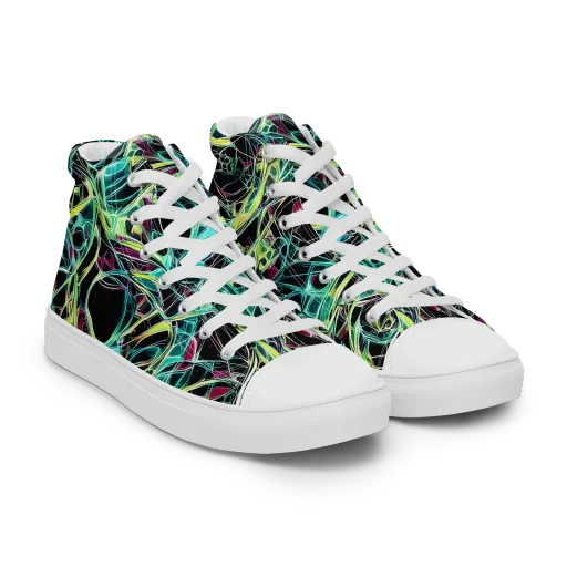 Vivid Circuitry on a Women's High Top Canvas Shoes
