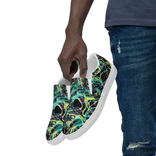 Vivid Circuitry on a Men's Slip-On Canvas Shoes