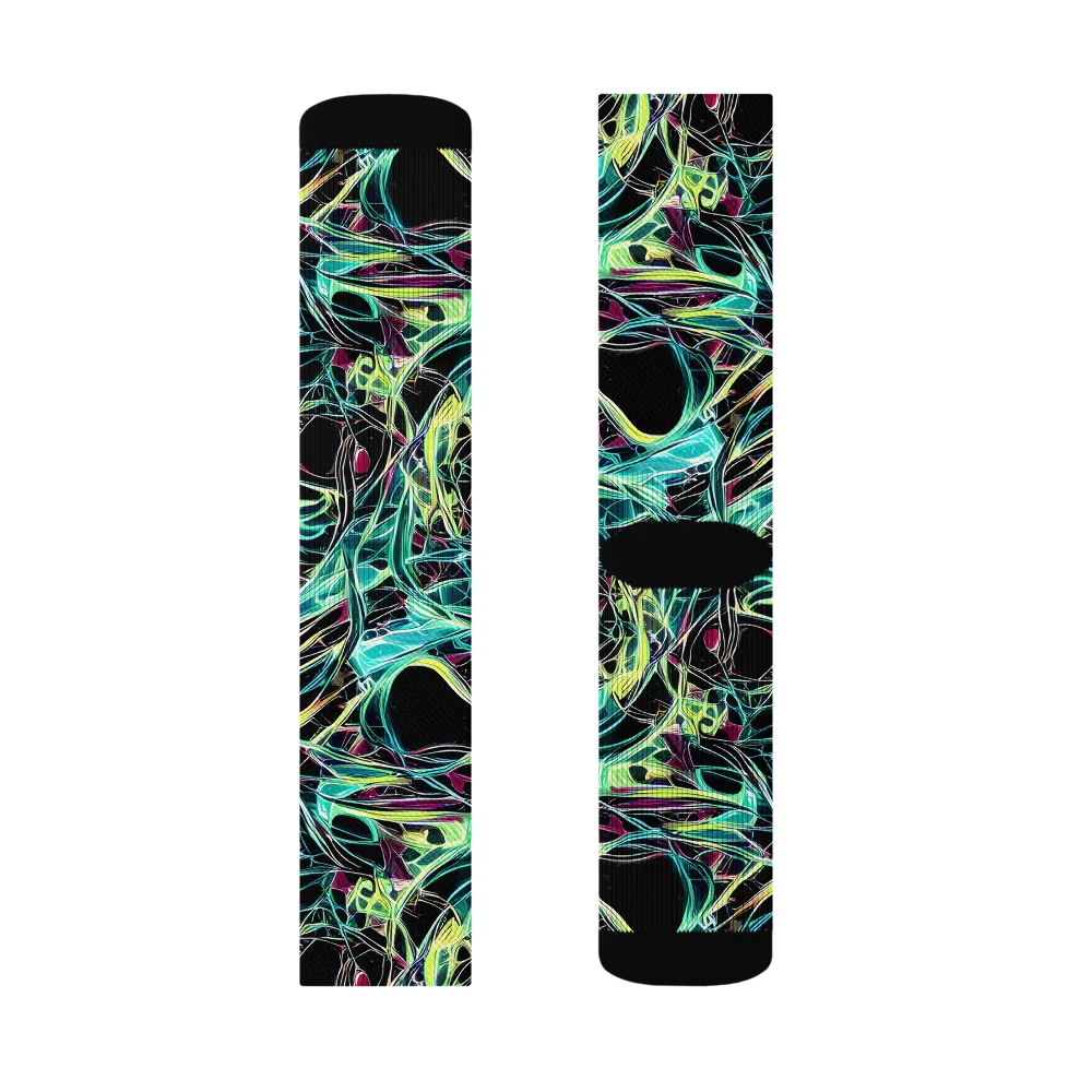 Vivid Circuitry on Socks — Left Sock