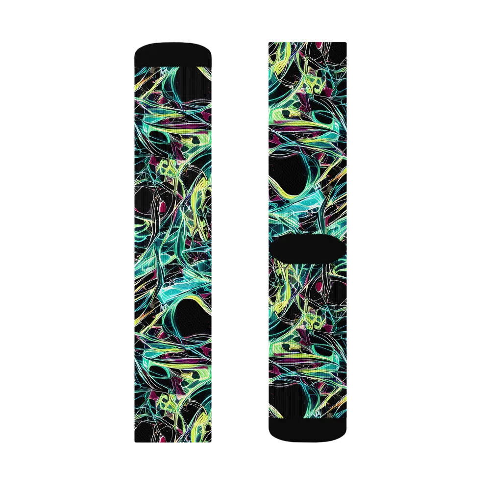 Vivid Circuitry on Socks — Right Sock