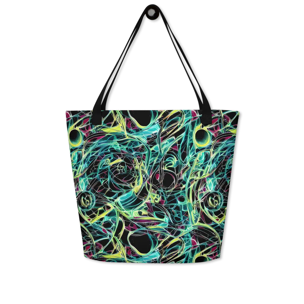 Vivid Circuitry on Large Tote Bag W/ Pocket — Front