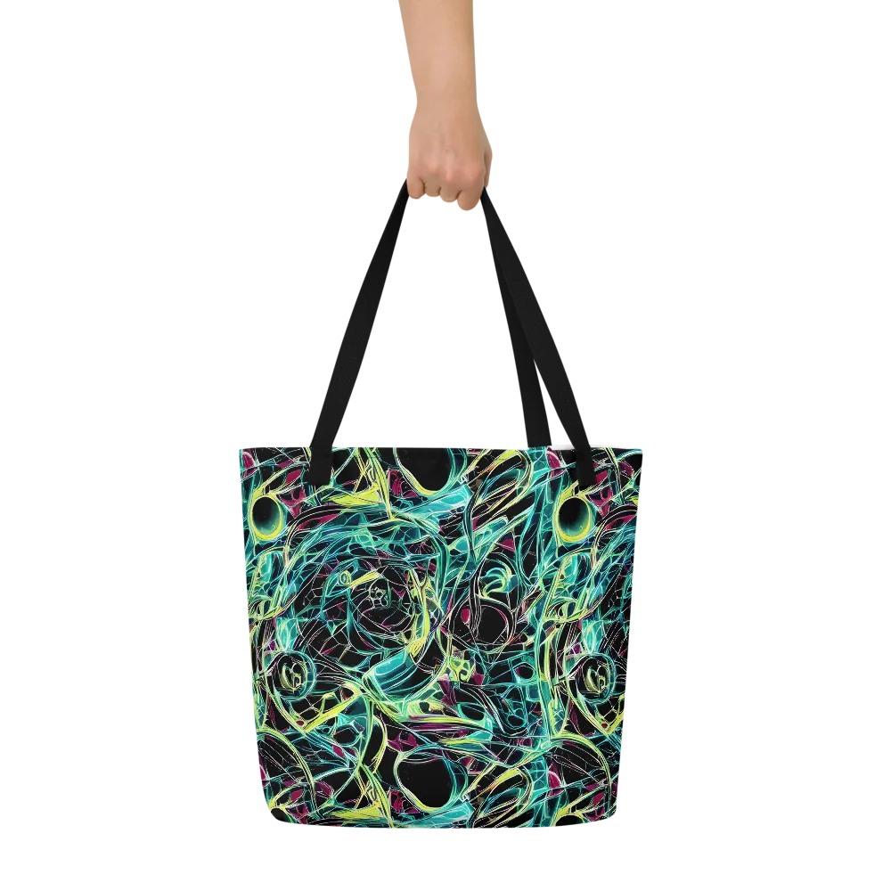 Vivid Circuitry on Large Tote Bag W/ Pocket — Front
