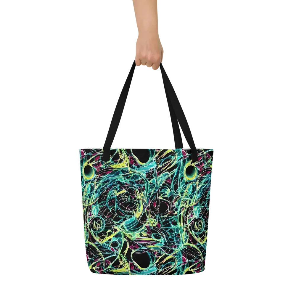Vivid Circuitry on Large Tote Bag W/ Pocket — Front