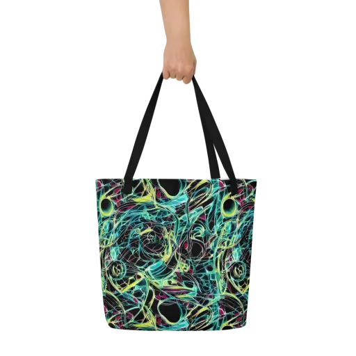 Vivid Circuitry on a Large Tote Bag W/ Pocket