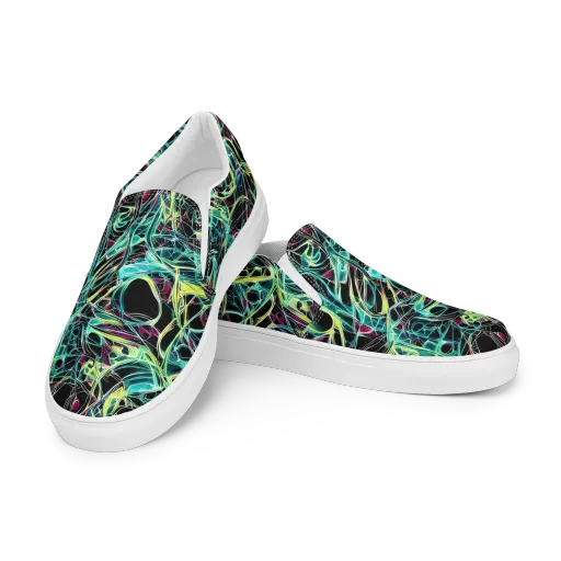 Vivid Circuitry on a Women's Slip-On Canvas Shoes