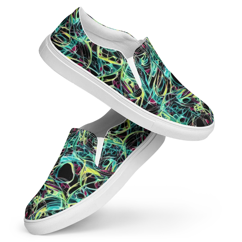 Vivid Circuitry on Women's Slip-On Canvas Shoes — Front