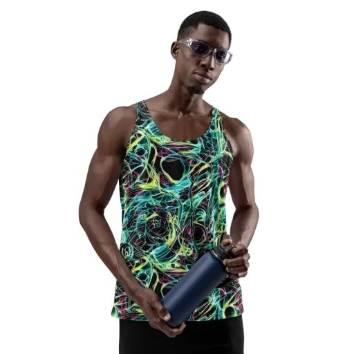 Vivid Circuitry on a Men's Tank Top