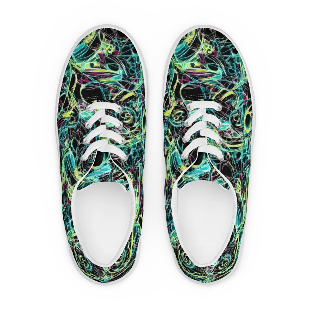 Vivid Circuitry on Men's Lace-Up Canvas Shoes — Front