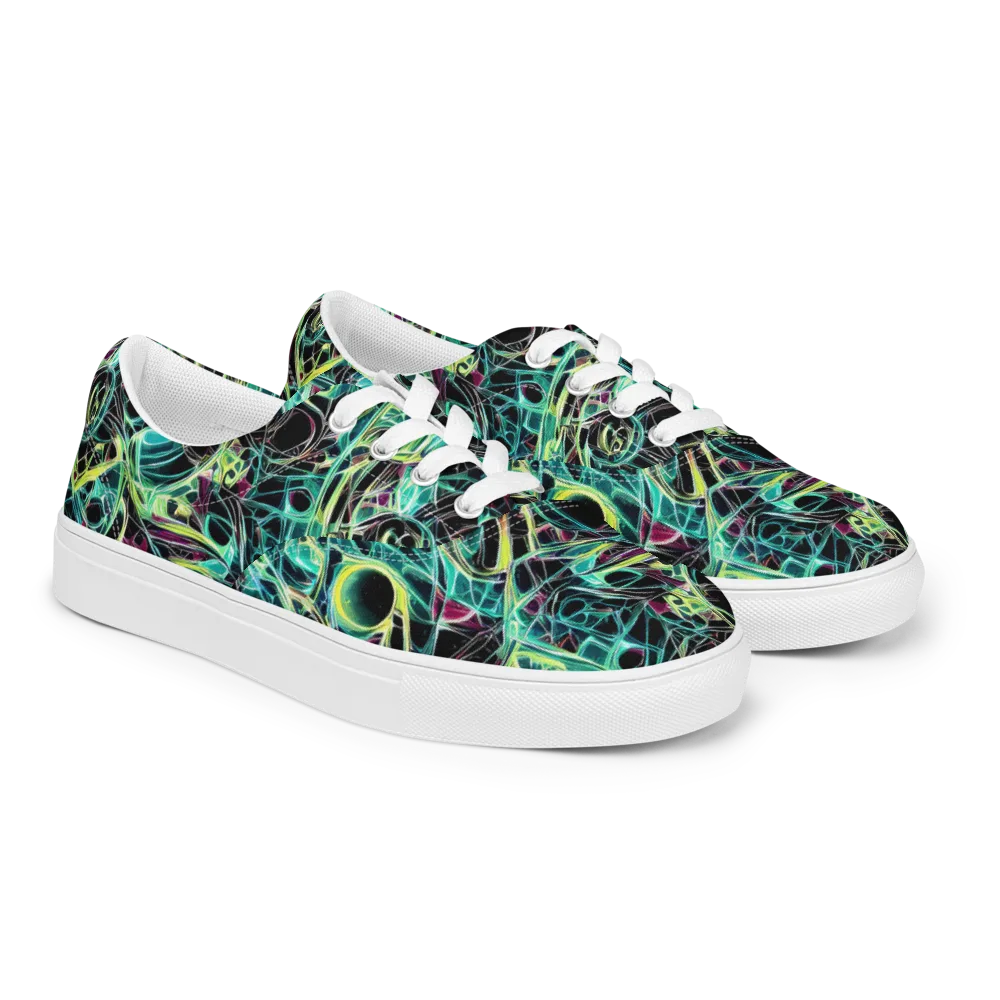 Vivid Circuitry on Men's Lace-Up Canvas Shoes — Right Front
