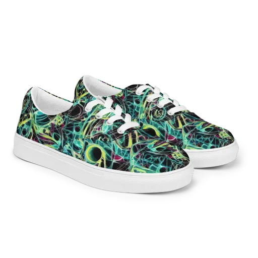 Vivid Circuitry on a Men's Lace-Up Canvas Shoes