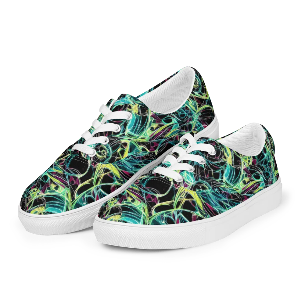 Vivid Circuitry on Men's Lace-Up Canvas Shoes — Left Front