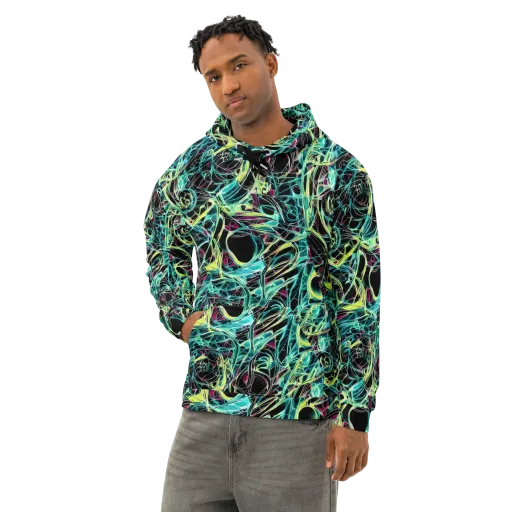 Vivid Circuitry on a Cotton Hoodie