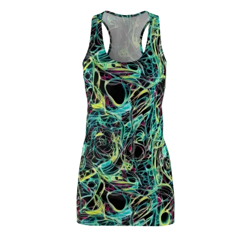 Vivid Circuitry on a Racerback Dress