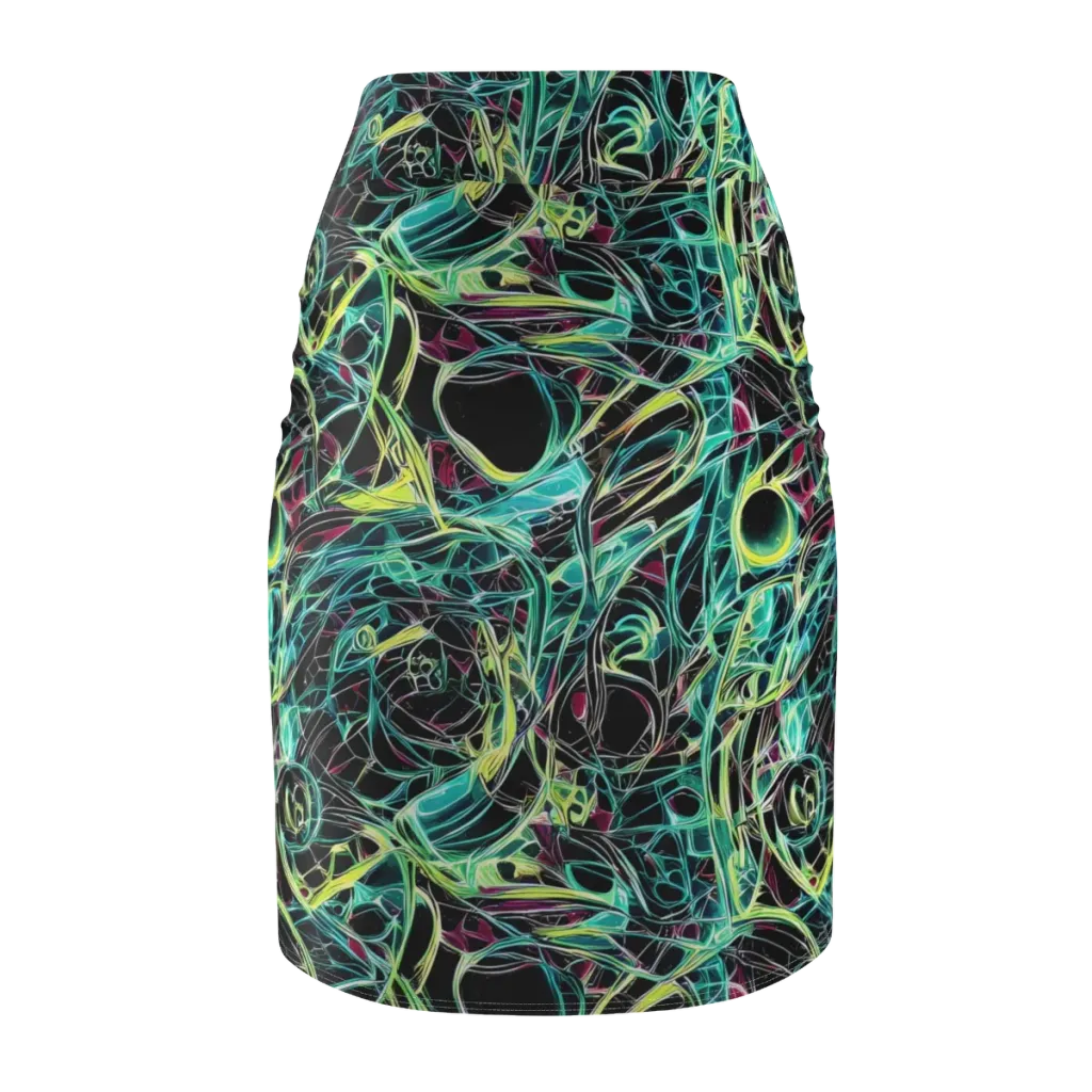 Vivid Circuitry on Pencil Skirt — Back