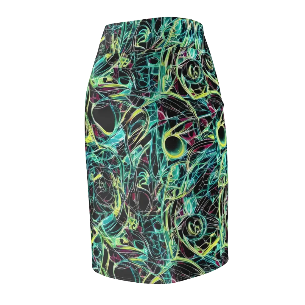 Vivid Circuitry on Pencil Skirt — Back Side