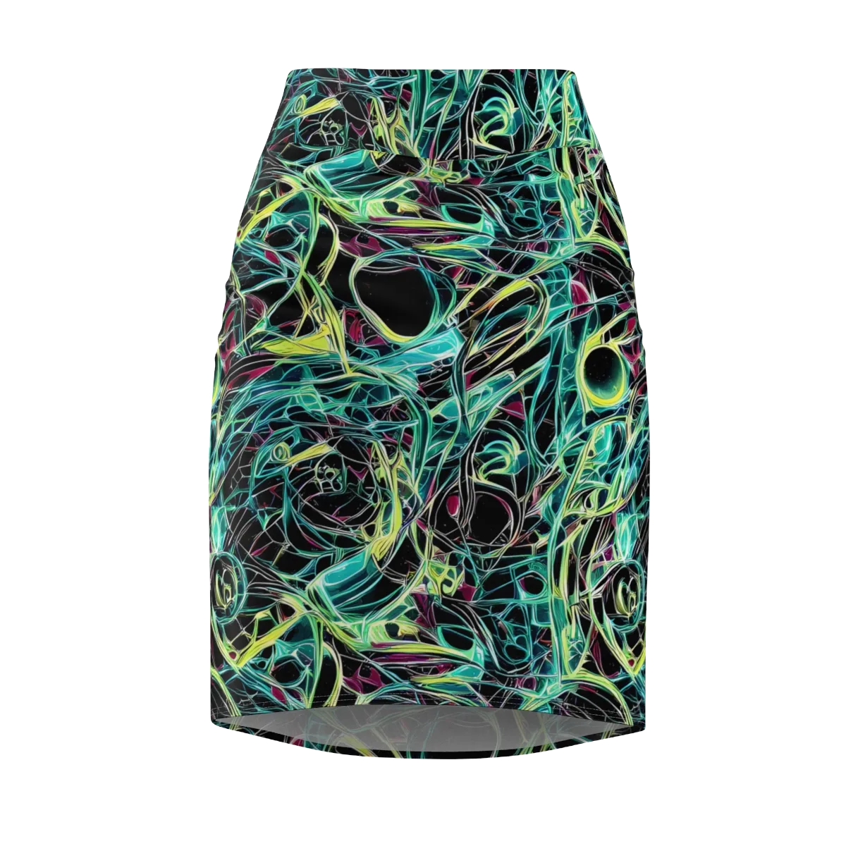 Vivid Circuitry on Pencil Skirt — Front