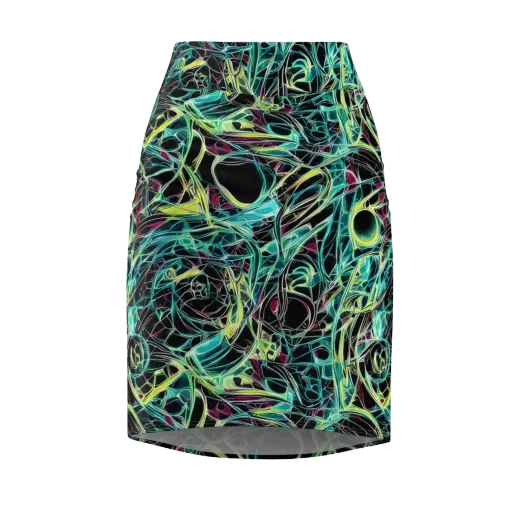 Vivid Circuitry on a Pencil Skirt
