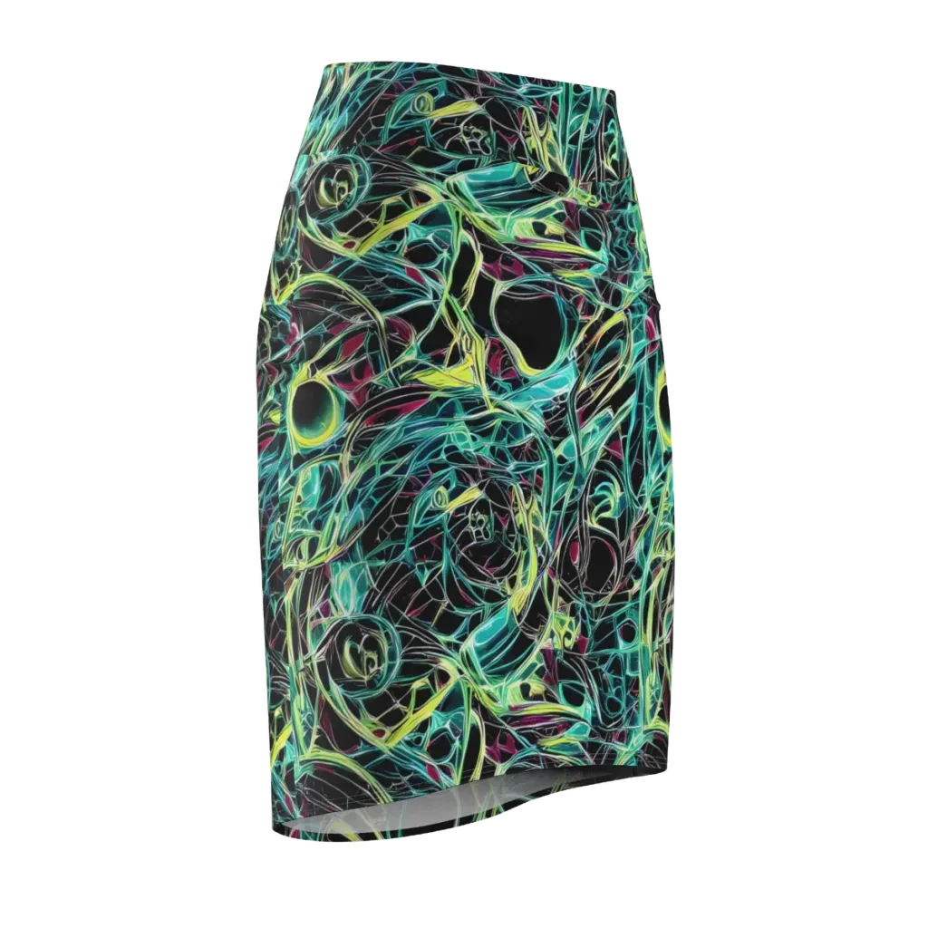 Vivid Circuitry on Pencil Skirt — Front Side