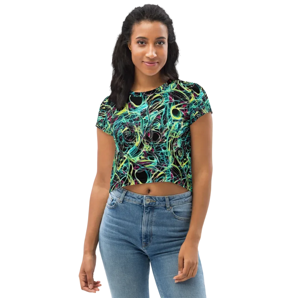 Vivid Circuitry on Crop Tee — Front