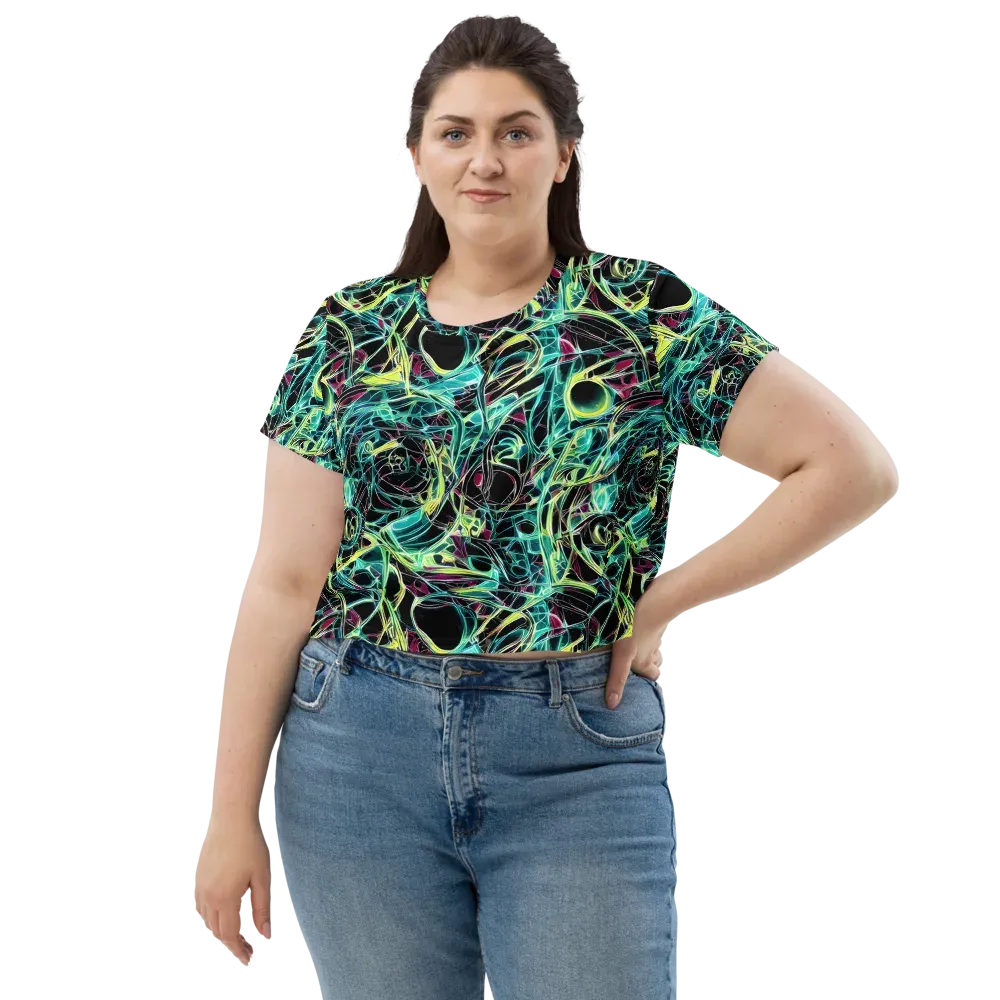 Vivid Circuitry on Crop Tee — Front
