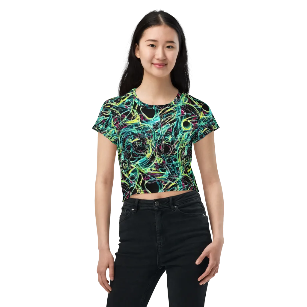 Vivid Circuitry on Crop Tee — Front