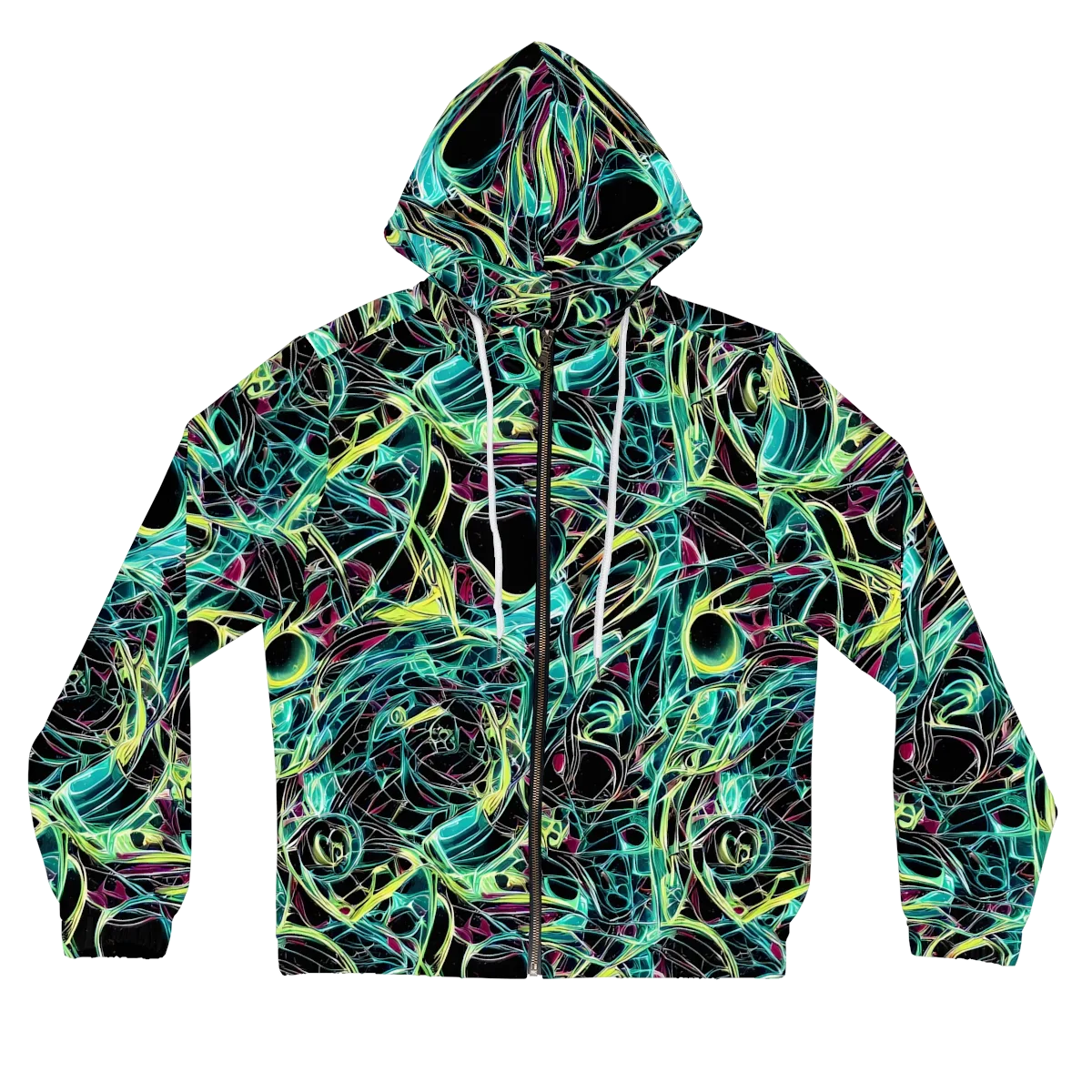 Vivid Circuitry on Women's Full-Zip Hoodie — Front