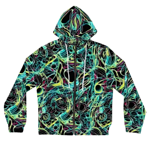 Vivid Circuitry on a Women's Full-Zip Hoodie