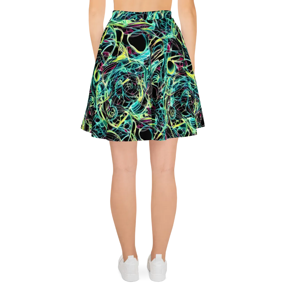 Vivid Circuitry on Skater Skirt — Back