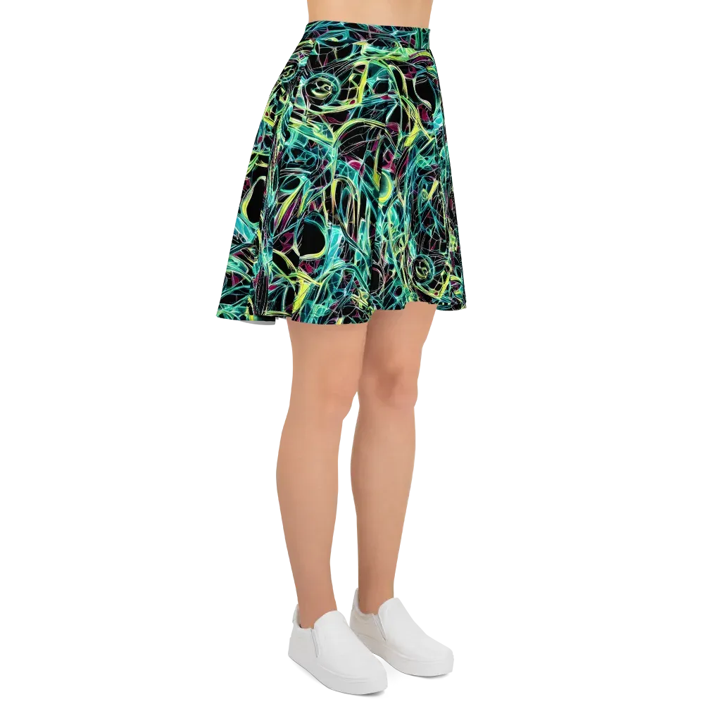 Vivid Circuitry on Skater Skirt — Right