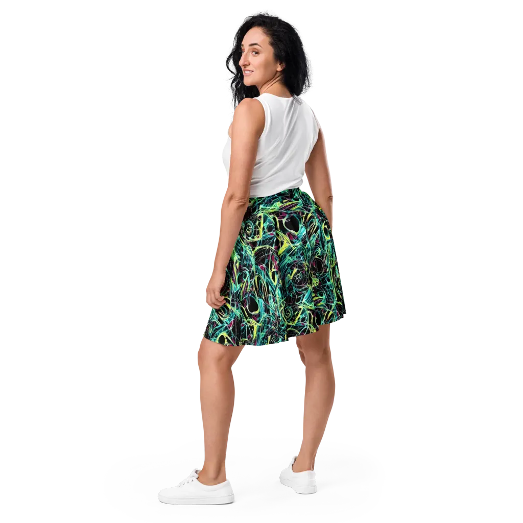 Vivid Circuitry on Skater Skirt — Back