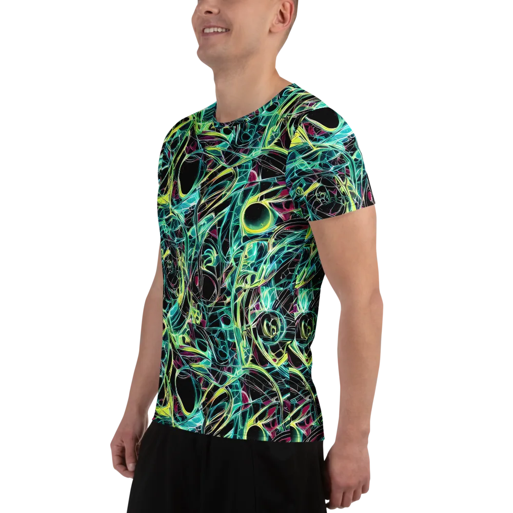Vivid Circuitry on Men's Athletic T-Shirt — Left