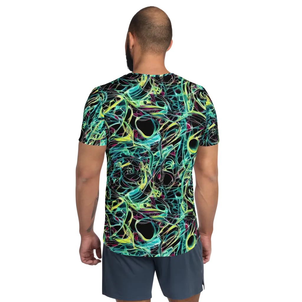 Vivid Circuitry on Men's Athletic T-Shirt — Back