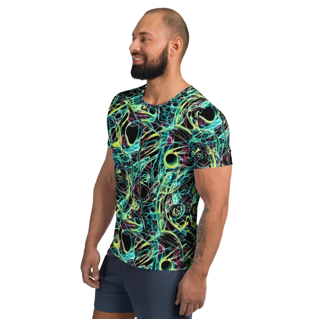 Vivid Circuitry on Men's Athletic T-Shirt — Left