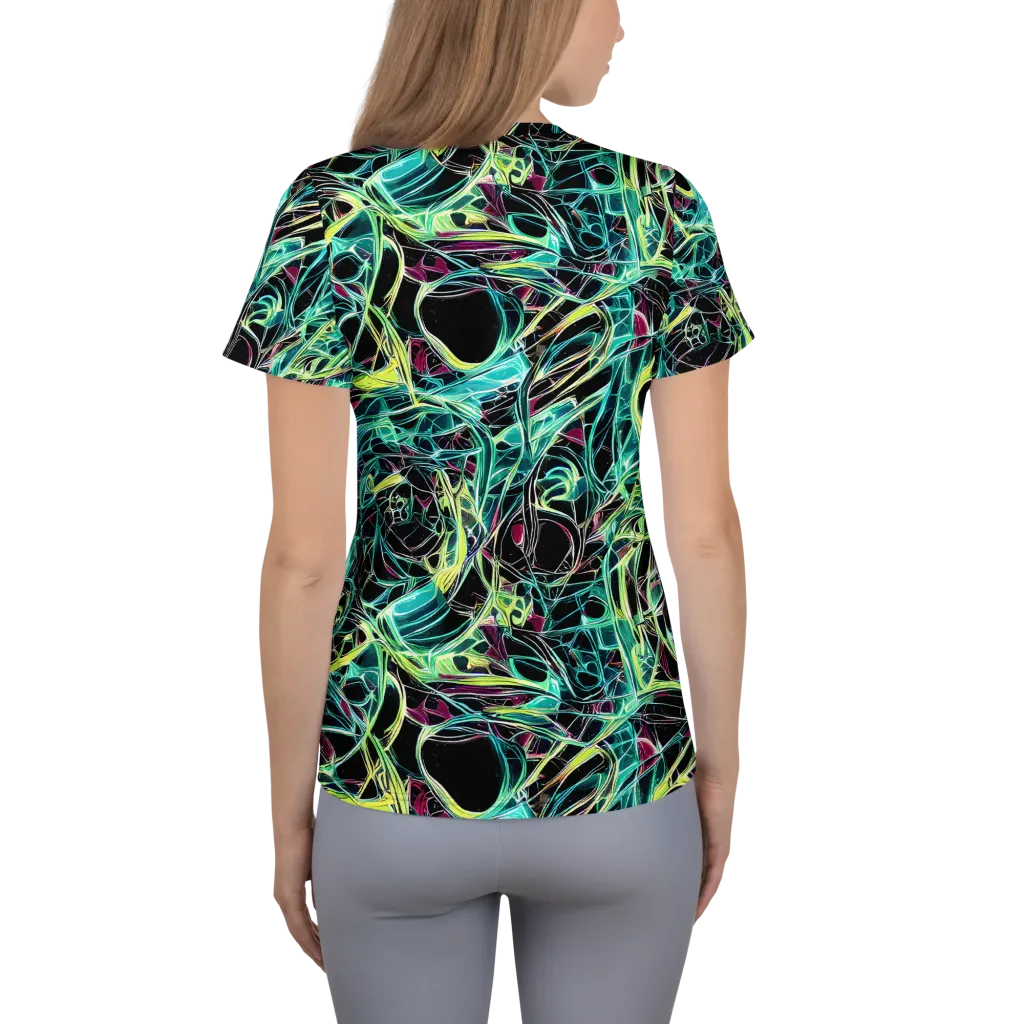 Vivid Circuitry on Women's Athletic T-Shirt — Back